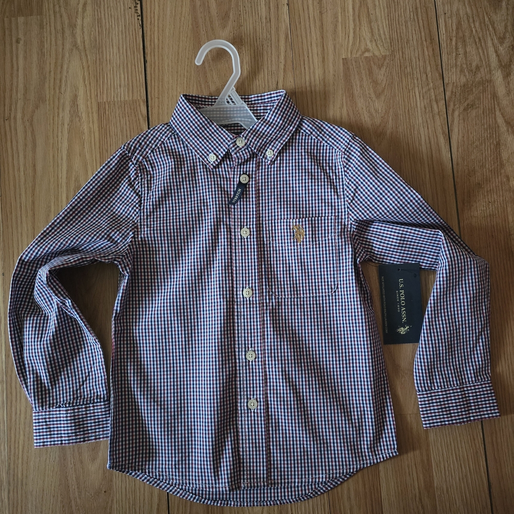 U.S. Polo Assn. Kids Checkered Shirt - Blue and White